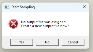 No output assigned pop-up